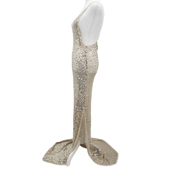 Retrofete Dress Marie Sequin Crochet Maxi White Ivory Gold Long XS / S Strappy - Picture 12 of 16